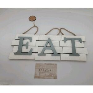 Barnyard Designs White and Gray 'EAT' 'ATE' 'TEA' Wall Sign. New.